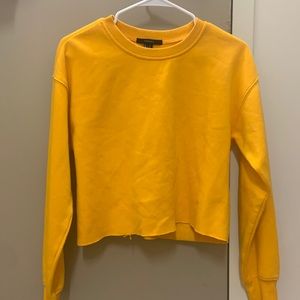 F21 yellow crop sweatshirt